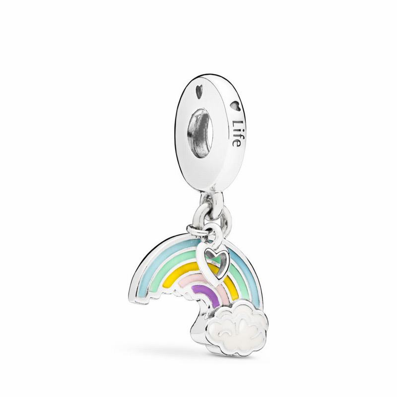 Pandora Rainbow & Cloud Dangle Charm - Sterling Silver/Enamel/Blue - Canada | DY1664WQ